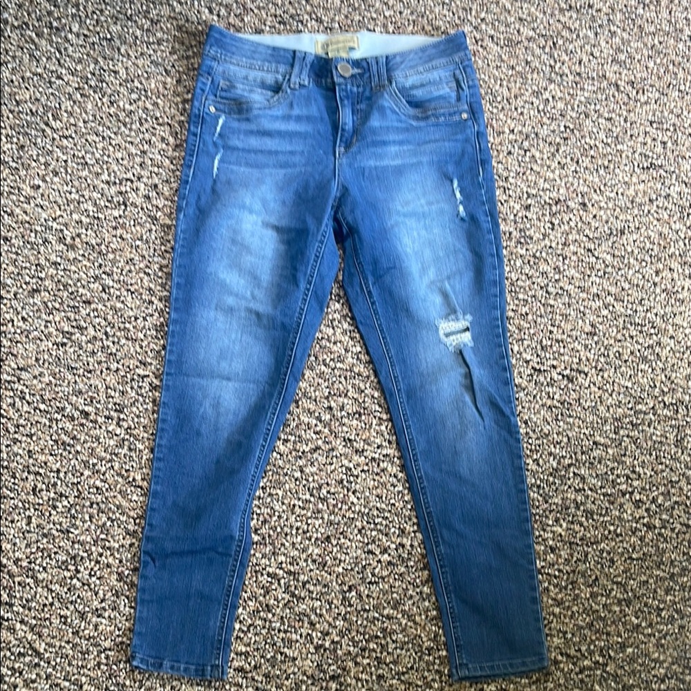 Democracy Blue Skinny Jeans with Distressed Details